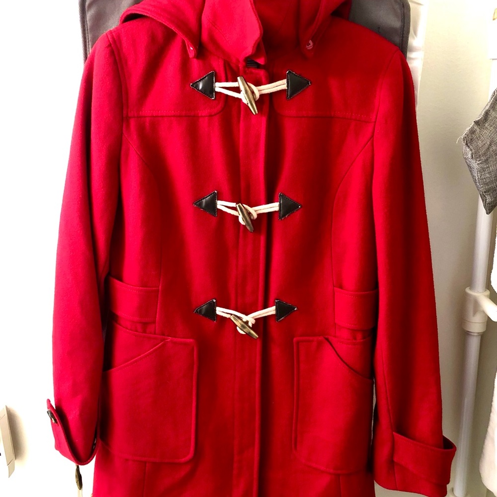 Nautica Women's Red Utility Jacket with Toggle Closures
